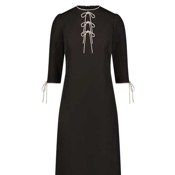 aleeza paris Dresses & Skirts - Modest Black Midi Dress with Bow Accents - Aleeza Paris